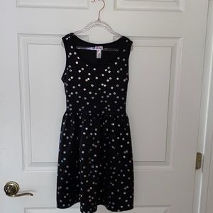 Justice Black Dress Holographic Polka Dots